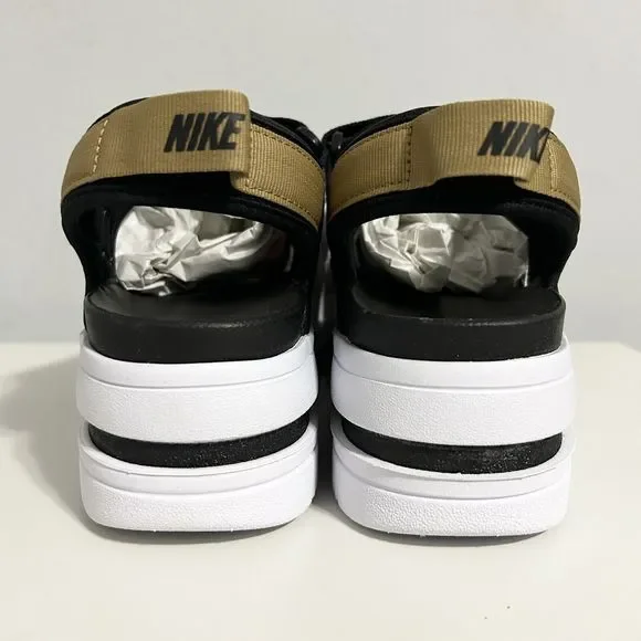 Nike Wmns Icon Classic “Black Metallic Gold” Women’s Size 6-9 White Sandals - Picture 5 of 11